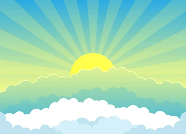 Paisaje Horizontal Con Hermoso Amanecer Nubes — Vector de stock