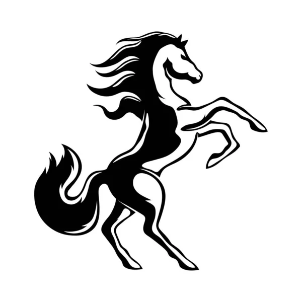 Svart Häst Skylt Vit Bakgrund — Stock vektor