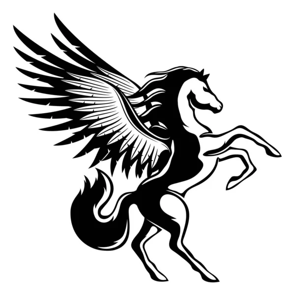 Beautiful Black Pegasus Sign White Background — Stock Vector