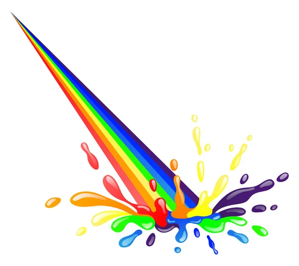 明亮的彩虹和五彩斑斓的水花 背景是白色的 — 图库矢量图片