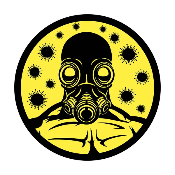 Beyaz Arkaplanda Gaz Maskesi Virüsler Işareti — Stok Vektör