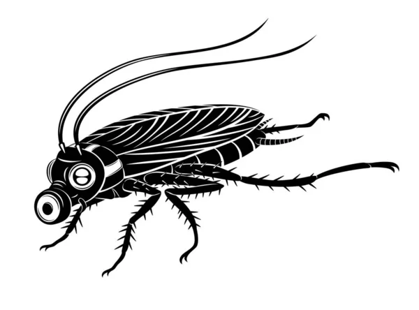Cucaracha Negra Con Máscara Gas Sobre Fondo Blanco — Archivo Imágenes Vectoriales