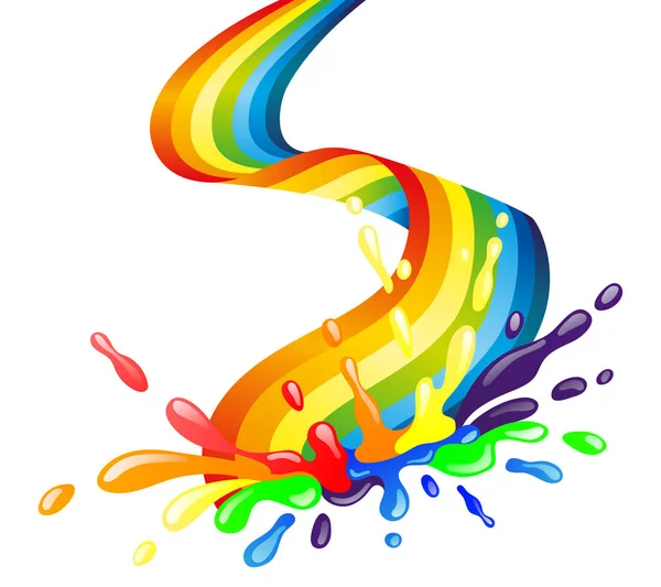 Bright Rainbow Colorful Splash Drops White Background — Stock Vector