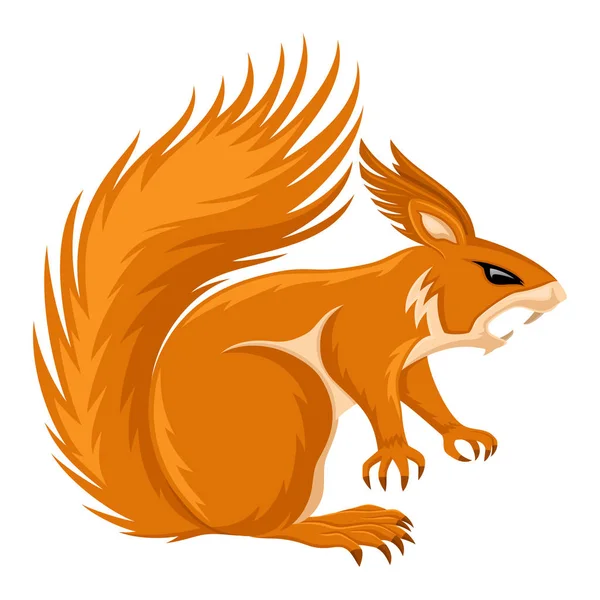 Angry Orange Squirrel White Background — Stock Vector