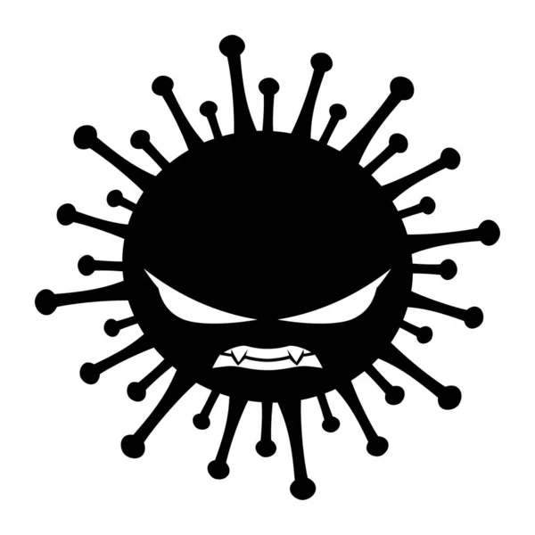 Angry Black Virus White Background — Stock Vector