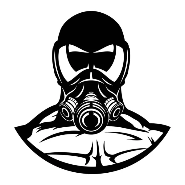 Black Gas Mask Sign White Background — 스톡 벡터