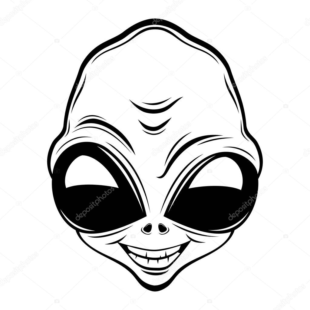 Funny extraterrestrial alien on a white background.