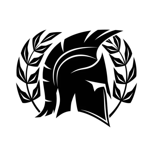 Zwarte Spartaanse Helm Een Witte Achtergrond — Stockvector