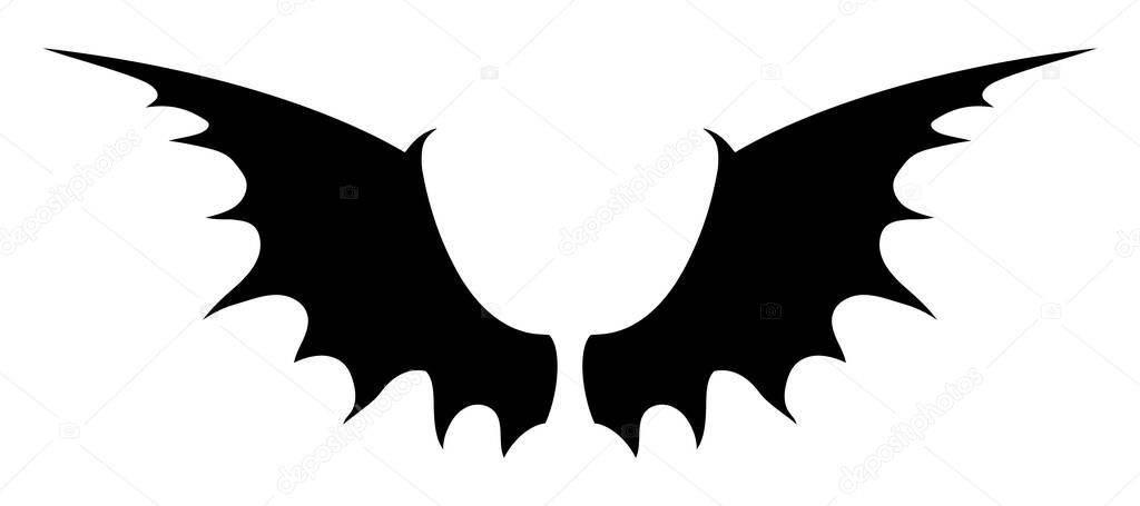 Black silhouette of wings on a white background.