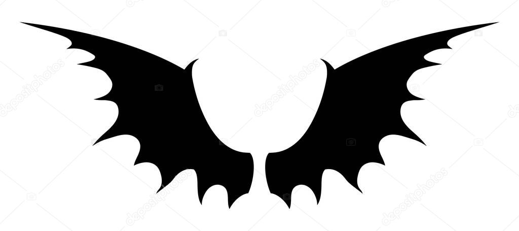 Black silhouette of wings on a white background.