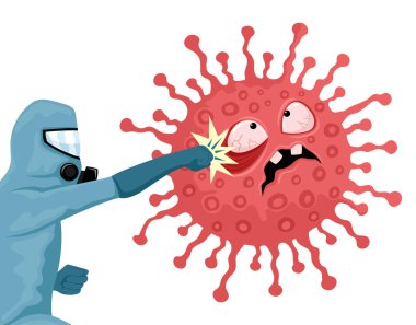 Sağlık görevlileri beyaz arka planda Coronavirus ile savaşıyor..