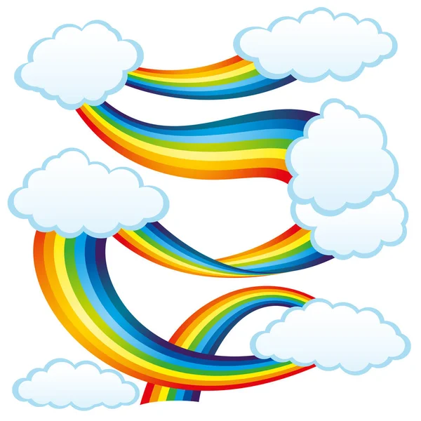 彩虹和白云背景 — 图库矢量图片