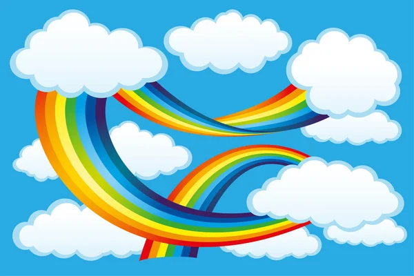 Rainbow Clouds Blue Sky — Stock Vector