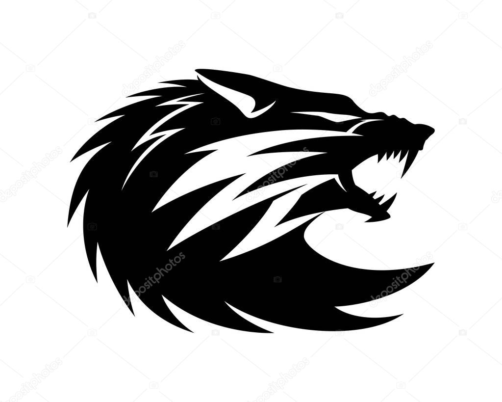 Black wolf sign on a white background.