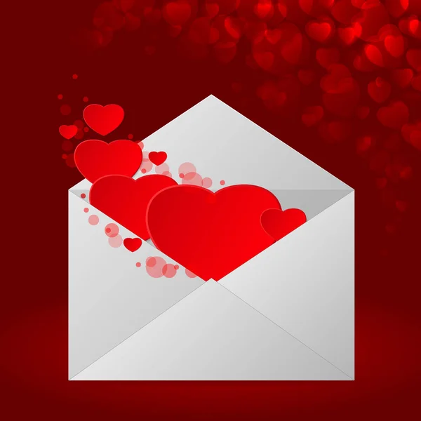 Valentine's day love letter with hearts — Stock Vector