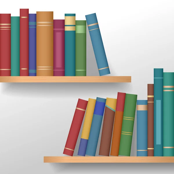 Books on the shelves — Stock Vector