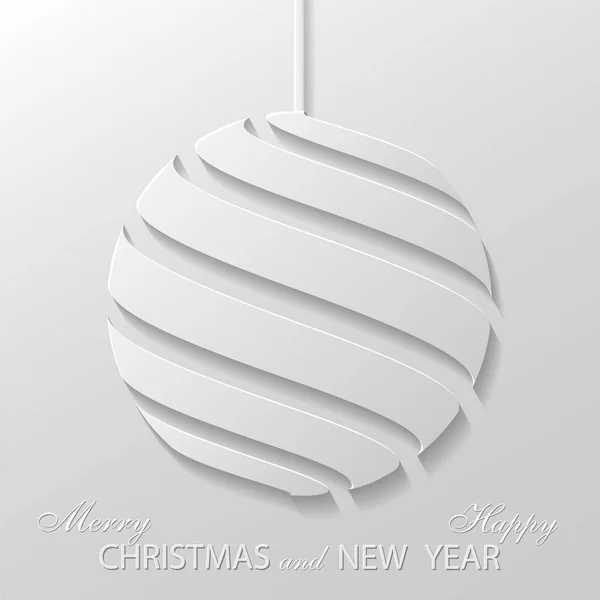 Witte decoratieve kerst bal — Stockvector