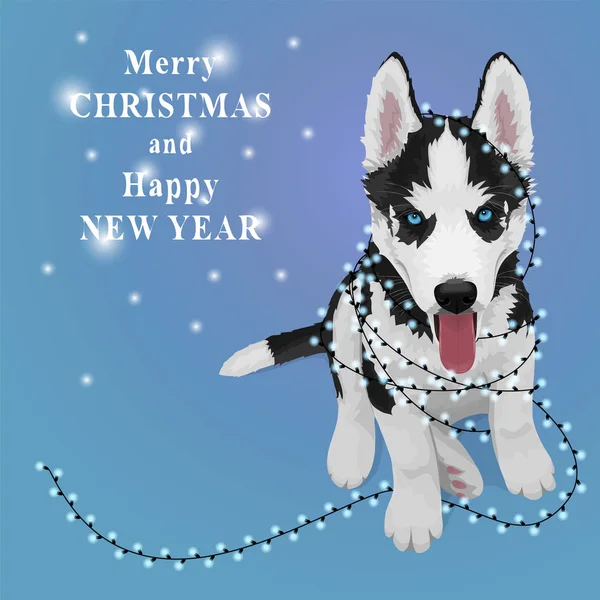 CHristmas Chiot Husky — Image vectorielle