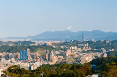 Taipei City Shining in the Early Morning Sun, Taipei Tayvan. Hava fotoğrafçılığı