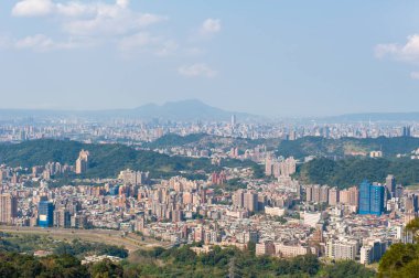 Taipei City Shining in the Early Morning Sun, Taipei Tayvan. Hava fotoğrafçılığı