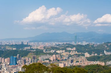 Taipei City Shining in the Early Morning Sun, Taipei Tayvan. Hava fotoğrafçılığı