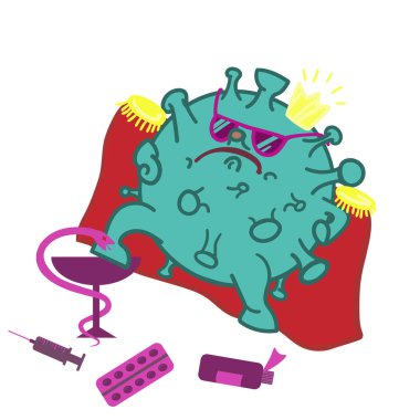 Bu virüs kendisini tıbbın galibi olarak hayal ediyor. Vektör.