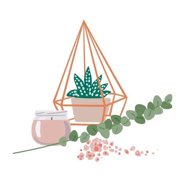 Aromatherapie en hulpmiddelen en middelen voor aromatherapie. Vectorillustratie — Stockvector