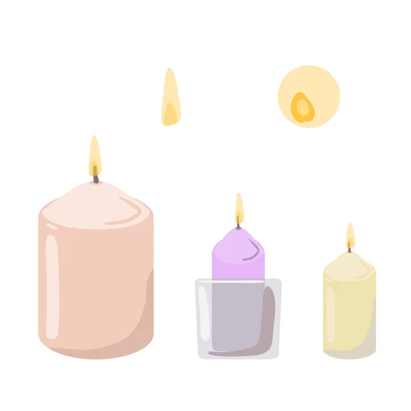 Conjunto Velas Aromáticas Vector — Vector de stock