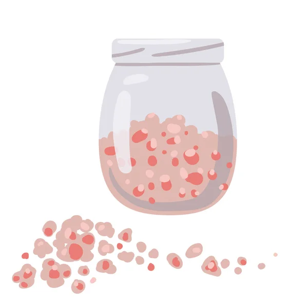 ガラス瓶の中の芳香族ピンク塩 ベクトル — ストックベクタ