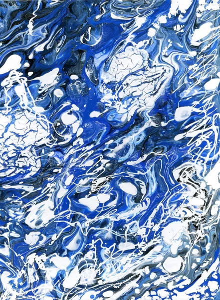 Mavi tonda güzel, parlak, soyut bir doku. Beyaz ve mavi damlalar — Stok fotoğraf