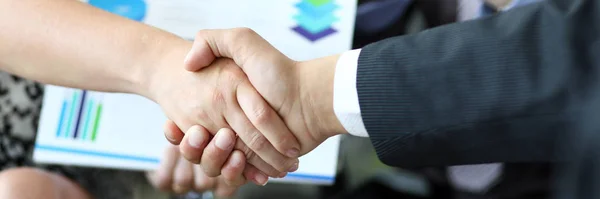 Biz shaking hands of partners — Stock Photo, Image