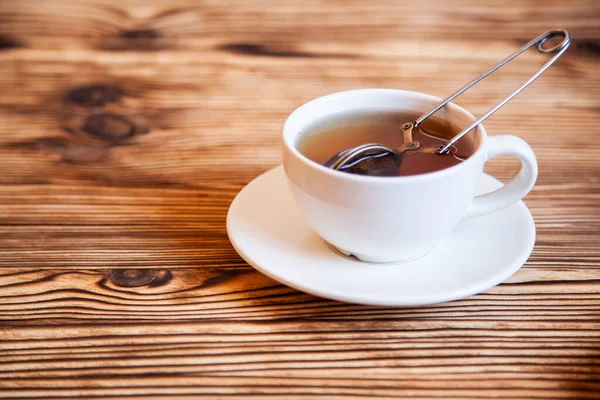 Cap Tea Wooden Table Teatime — Stock Photo, Image