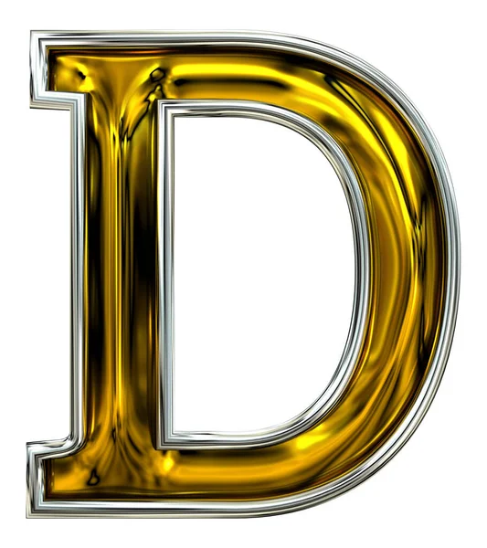 3D渲染 大写字母D 灌输金属现代 新的高分辨率Abc渲染 酷门牌号字体 因白人背景而被隔离 — 图库照片