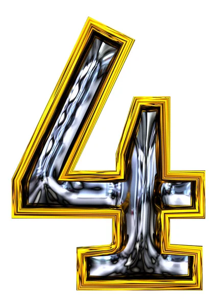 Weergave Nummer Vier Reliëf Staal Inspireert Nieuwe Deur Nummer Lettertype — Stockfoto