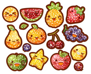 Koleksiyon güzel glitter meyve, meyve Şekerli doodl kat.
