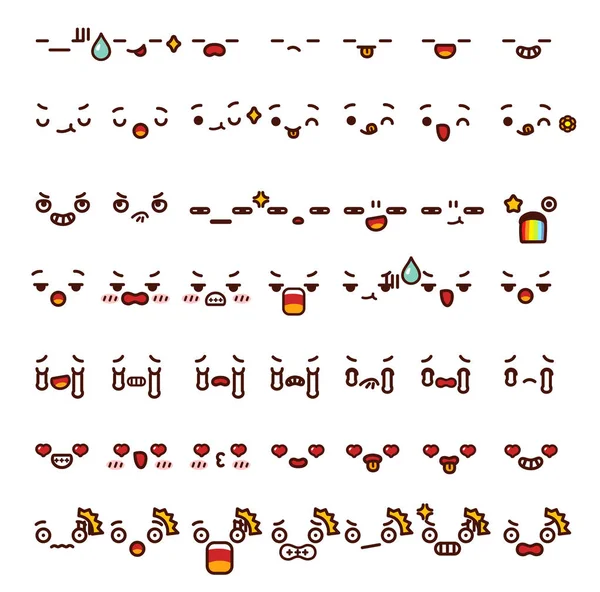 Sběr roztomilé krásné smajlík emoji Doodle kreslené obličeje, ha — Stockový vektor