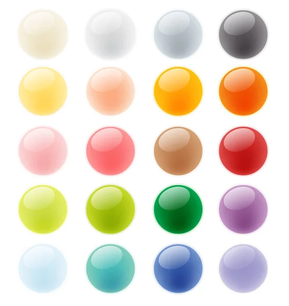 Colección conjunto de elemento de botón de colores brillantes, esfera de vidrio t — Archivo Imágenes Vectoriales