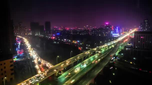 Noite Movimentada Estrada Uma Cidade — Vídeo de Stock