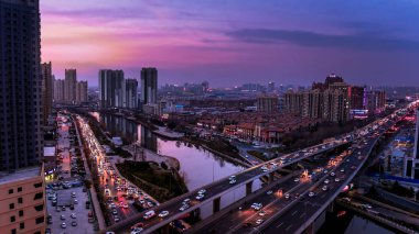Linyi şehrinde güzel gün batımı