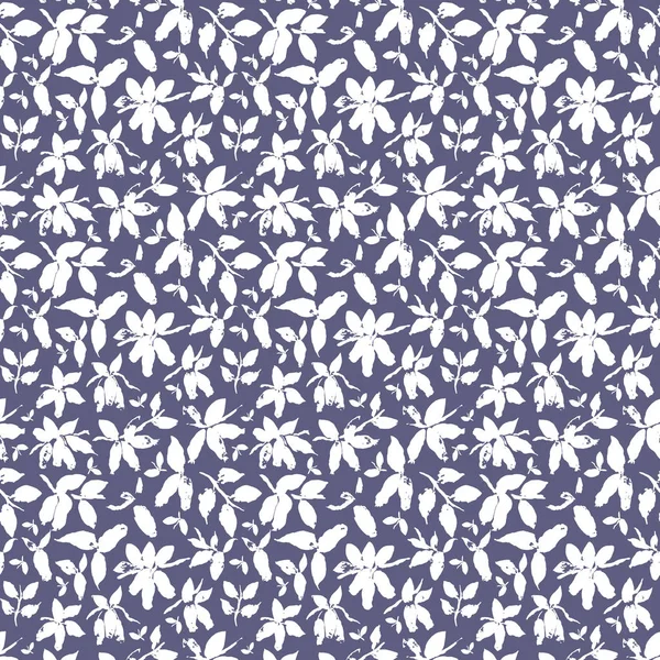 Seamless honeysuckle floral pattern. Dusty blue and white retro pattern. Fresh summer northern berries.