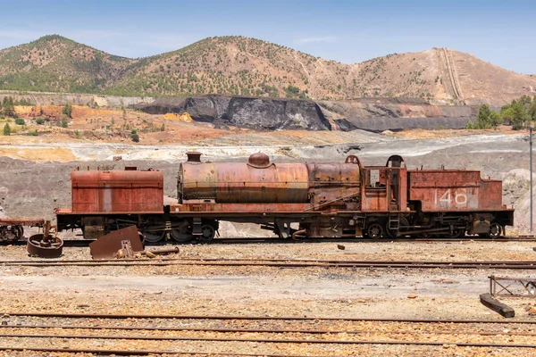 旧的被遗弃的火车在韦尔瓦的Rio Tinto煤矿里 Andalusia 西班牙 — 图库照片