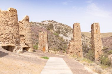 Lucainena de las Torres 'de eski maden ocakları. Almerya, Endülüs, İspanya