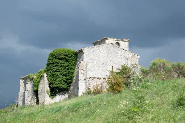 Ruins of the church of La Mota in Villaverde Penahorada, Burgos, Spain
