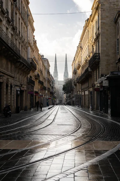 Calle Burdeos Con Catedral Fondo Francia Europa — Foto de Stock