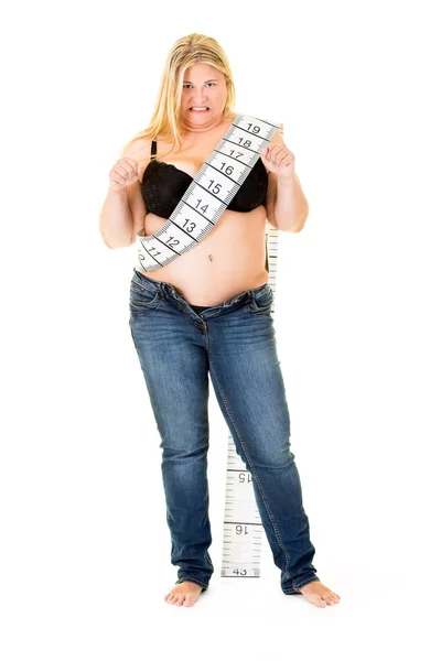 Overweight blond woman — Stock Photo, Image