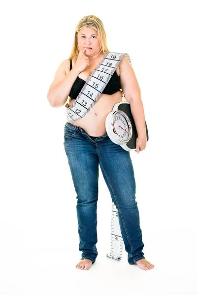 Overweight blond woman — Stock Photo, Image