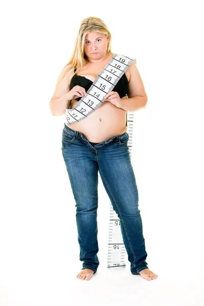 Sovrappeso donna bionda — Foto Stock