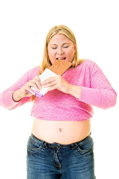 Blond woman with food — Stock Photo, Image