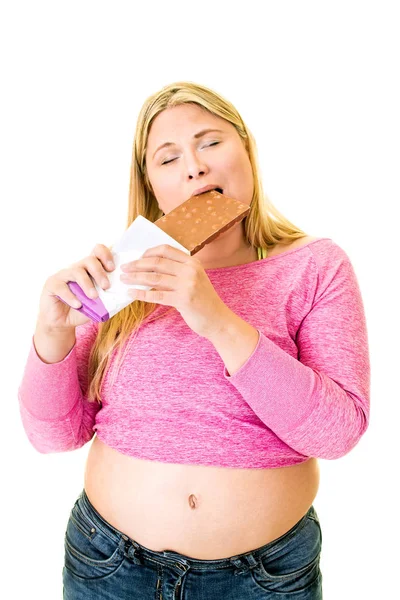 Blond woman with food — Stock Photo, Image