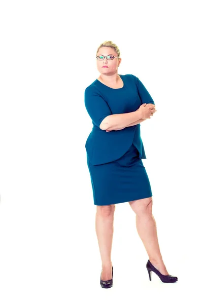 Pewny siebie nadwagę kobieta interesu — Zdjęcie stockowe